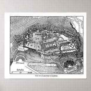 Poster Carte du Parthénon à Athènes