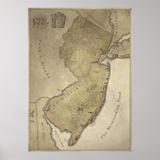 Poster Carte du pays mythique du New Jersey