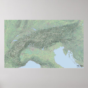 Poster Carte du paysage des Alpes