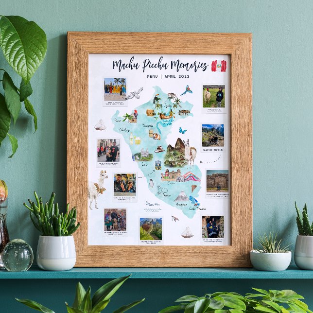 Poster Carte du Pérou aquarelle | Photos de vacances (Créateur téléchargé)