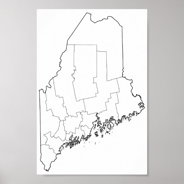 Poster Carte du plan des comtés du Maine (Devant)