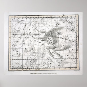 Poster Carte du plat XIV de constellations