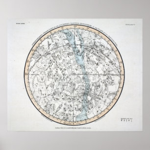 Poster Carte du plat XXVIII d'hémisphère sud