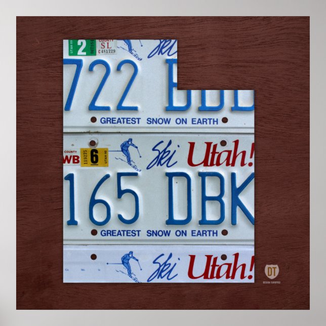 Poster Carte du plateau de licence de l'État de l'Utah (Devant)