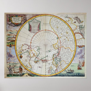 Poster Carte du pôle Nord