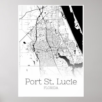 Poster Carte du port St. Lucie - Floride - Carte de la vi