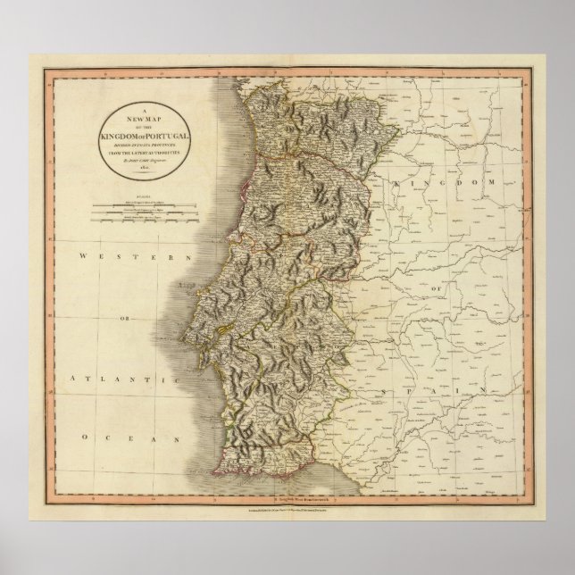 Poster Carte du Portugal Atlas (Devant)