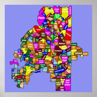 Poster Carte du quartier d'Atlanta