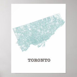 Poster Carte du réseau routier turquoise de Toronto