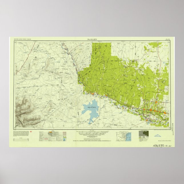 Poster Carte du Rio Grande Valley (Devant)