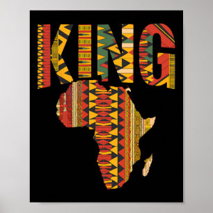 Poster Carte du roi d'Afrique Kente Design Black Pride Me