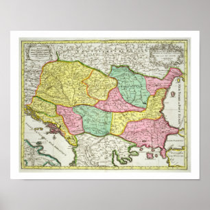 Poster Carte du Royaume de Hongrie et des États qui