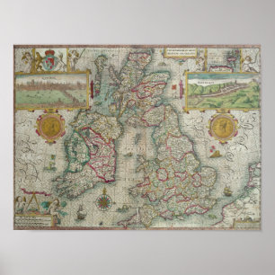 Poster Carte du royaume de la Grande-Bretagne et de