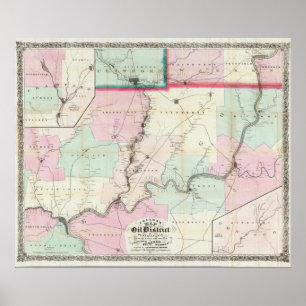 Poster Carte du secteur d'huile de la Pennsylvanie