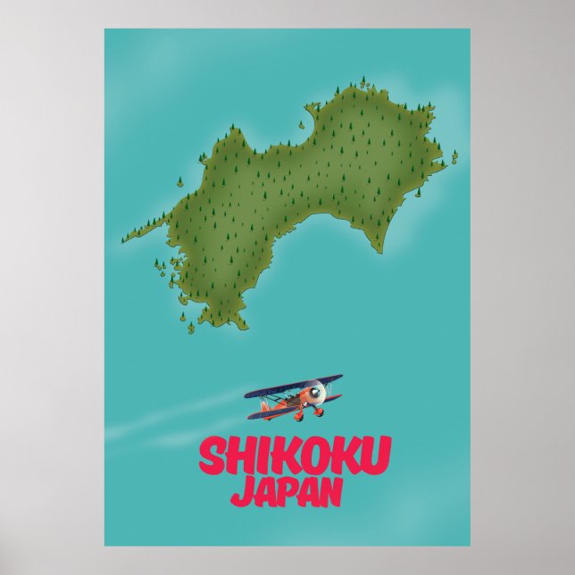 Poster carte du Shikoku Japon (Devant)