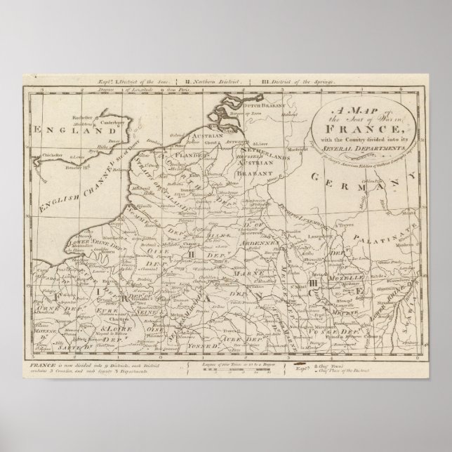 Poster Carte du Siège de Guerre en France 2 (Devant)