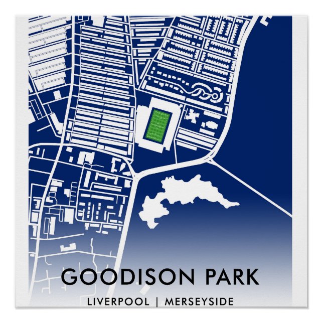Poster Carte du stade de Goodison Park - Accueil d'Everto (Devant)