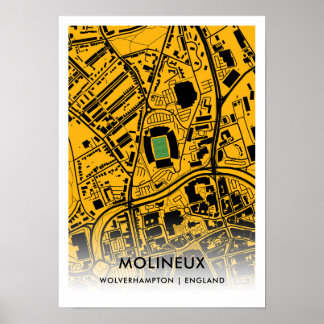 Poster Carte du stade Molineux - Wolverhampton Wanderers