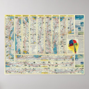 Poster Carte du système Verso American Airlines