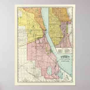 Poster Carte du terminal ferroviaire de Chicago