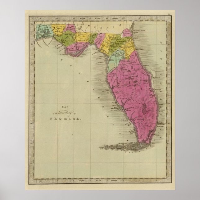 Poster Carte du territoire de Floride (Devant)