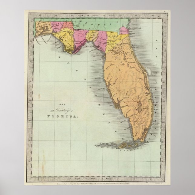Poster Carte du territoire de Floride 2 (Devant)