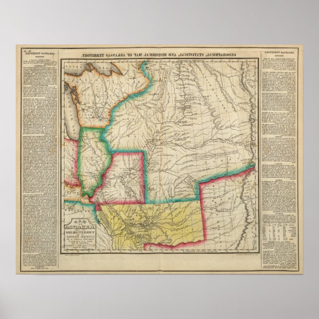 Poster Carte Du Territoire De L'Arkansas (Devant)