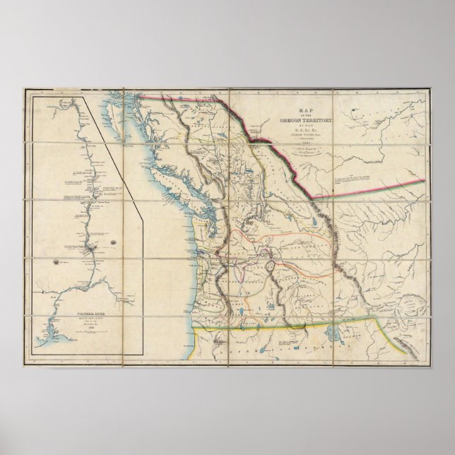 Poster Carte du territoire de l'Oregon 2 (Devant)