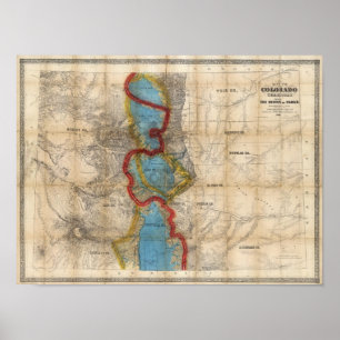 Poster Carte du territoire du Colorado