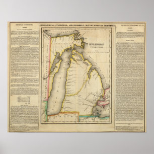 Poster Carte Du Territoire Du Michigan