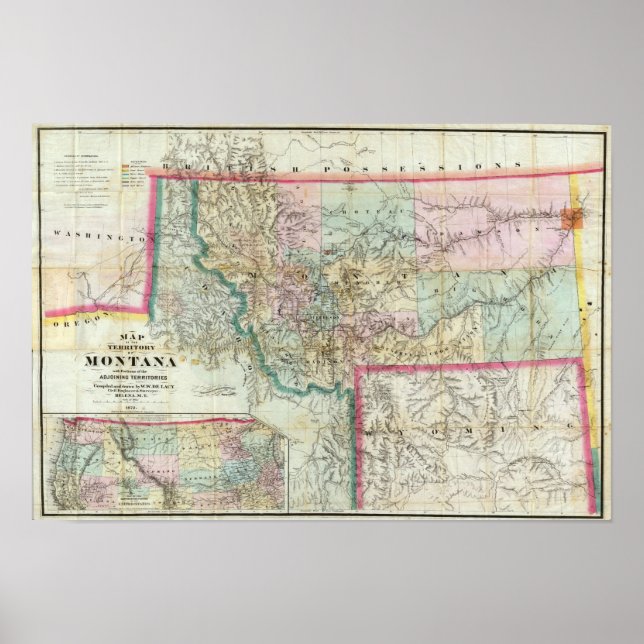 Poster Carte Du Territoire Du Montana (Devant)