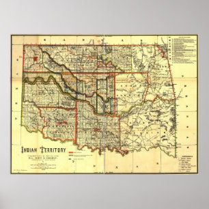 Poster Carte du territoire indien 1889