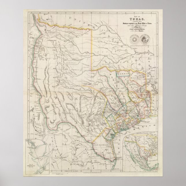 Poster Carte du Texas (Devant)