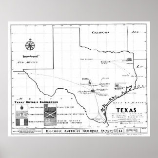 Poster Carte du Texas, 1933