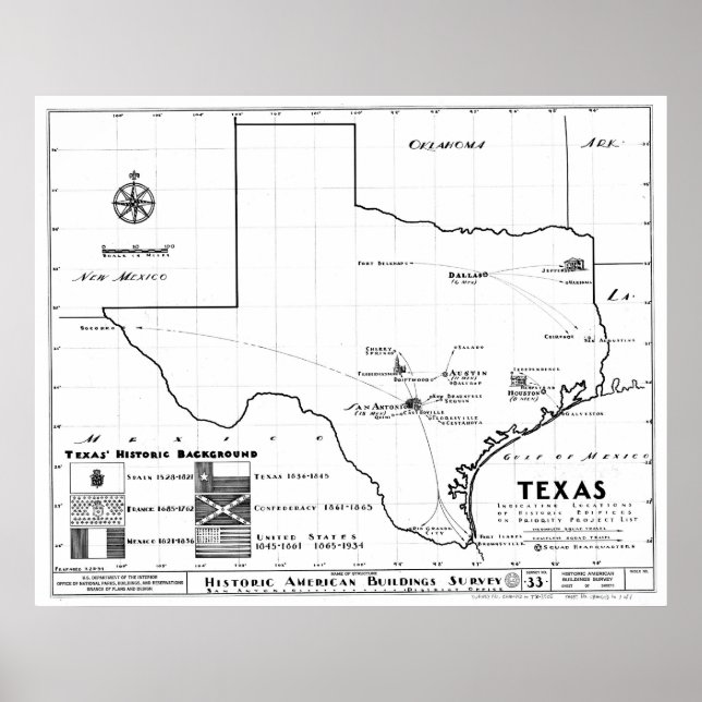 Poster Carte du Texas, 1933 (Devant)