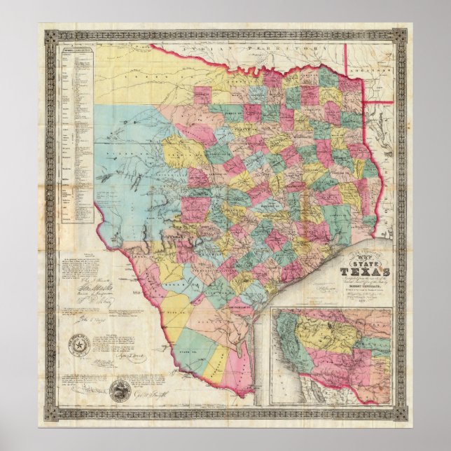 Poster Carte du Texas de Cordova (Devant)