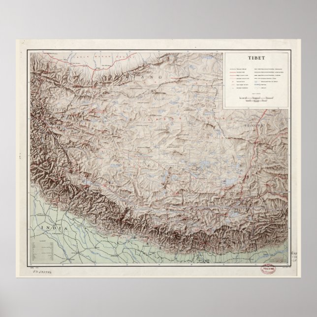 Poster Carte du Tibet (1955) (Devant)