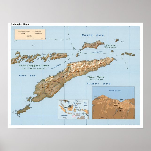 Poster Carte du Timor indonésien 1999 (Devant)