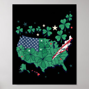 Poster Carte du trèfle américain patriotique - Shamrock F