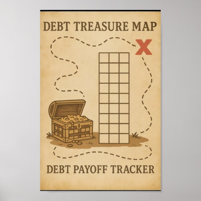 Poster Carte du trésor de la dette Payoff Tracker Jeu Vin (Devant)