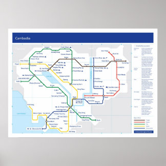 Poster Carte du tube du Cambodge