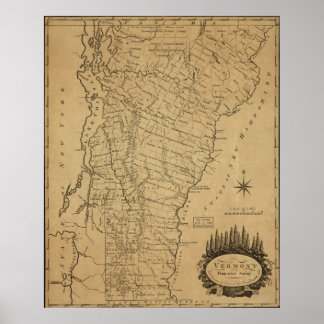 Poster Carte du Vermont 1793