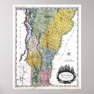 Poster Carte du Vermont 1814