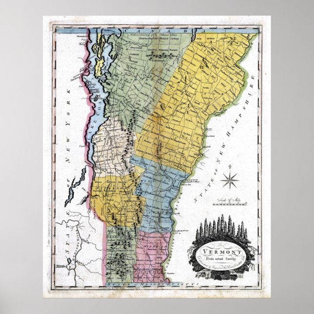 Poster Carte du Vermont 1814 (Devant)