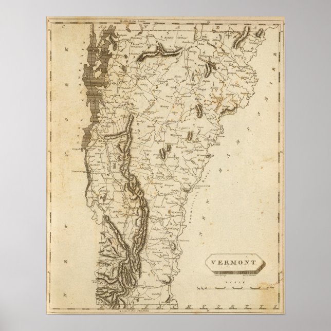 Poster Carte du Vermont par Arrowsmith (Devant)