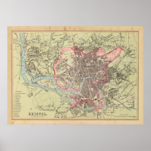 Poster Carte du Vieux-Bristol (1872)
