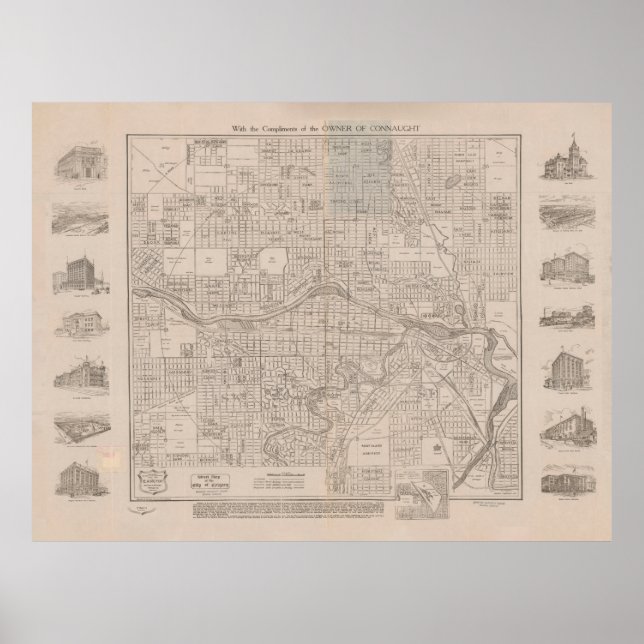 Poster Carte du Vieux-Calgary-Canada (1913) (Devant)