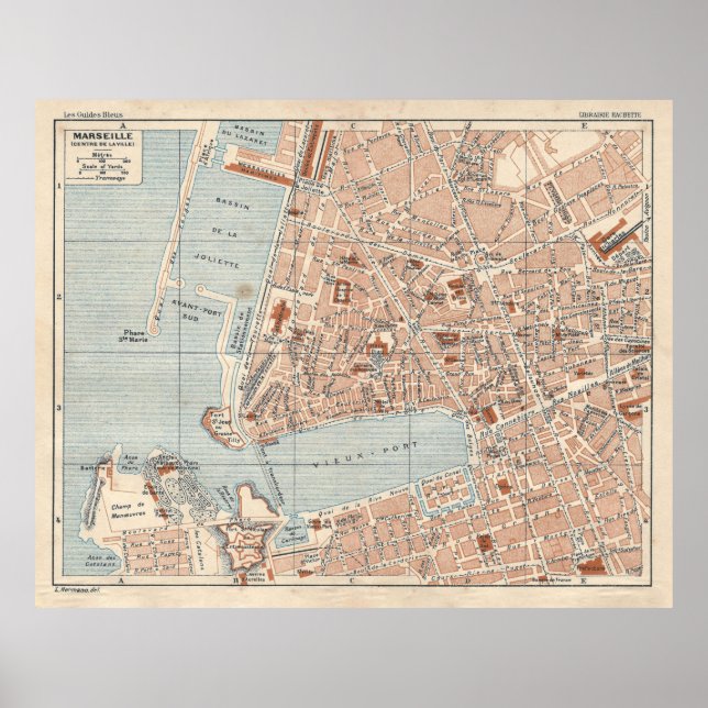 Poster Carte du Vieux Marseille France (1925) (Devant)