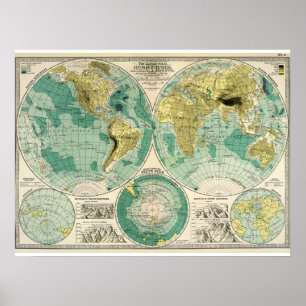 Poster Carte du Vieux Monde 1897 - Antique Tra