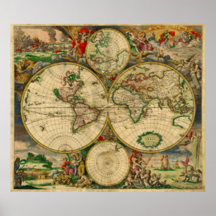 Poster Carte du Vieux Monde de Gorgoeus